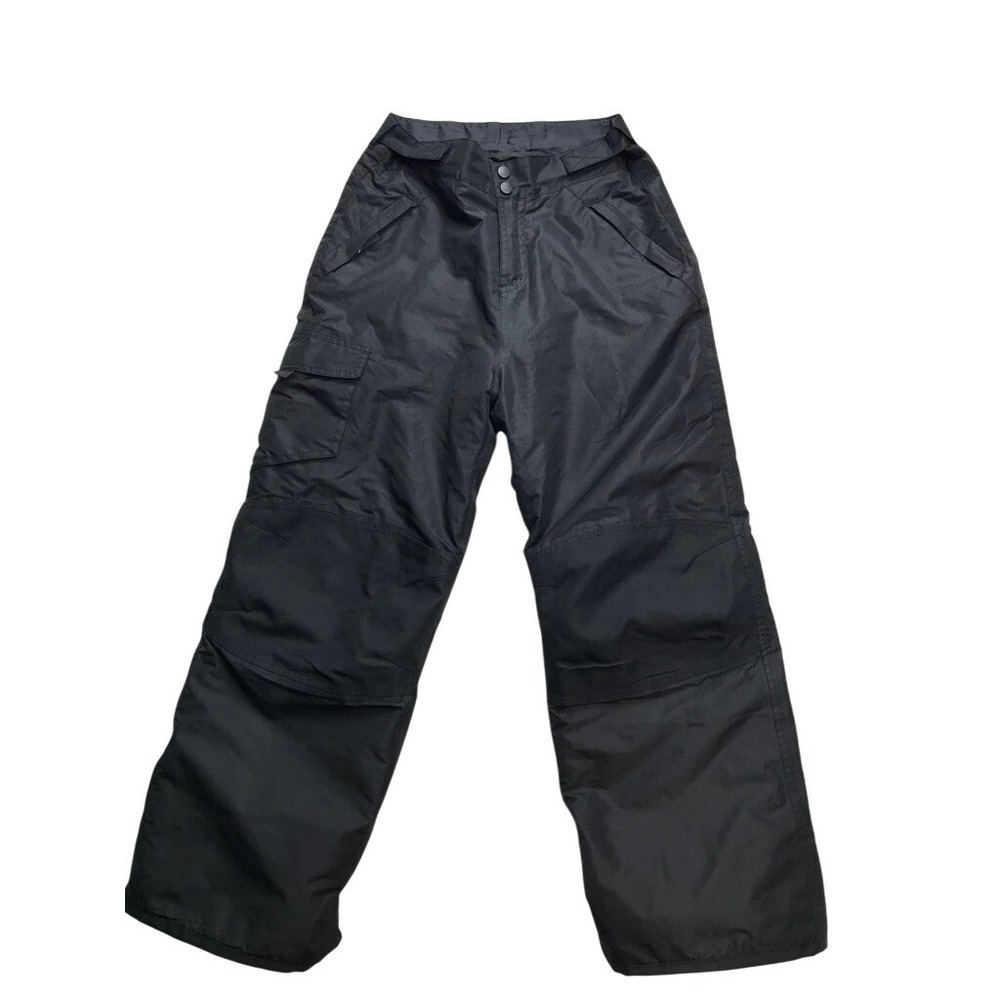 Champion Kids Ski Snow Pants Black Insulated‎ Size L 12-14 Water Resistant Cargo